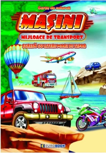 Carte de colorat cu masini - Mijloace de transport