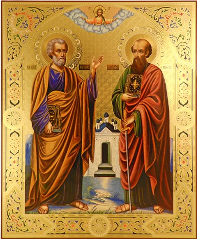 Icoana Sfintii Apostoli Petru si Pavel, litografie, 34x41
