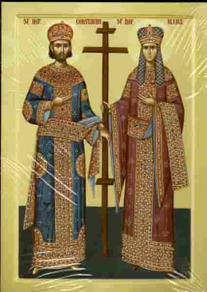 Icoana Sfintii Imparati Constantin si Elena, litografie, 22x30