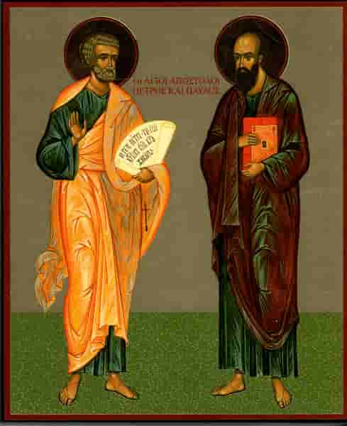 Icoana Sfintii Apostoli Petru si Pavel, litografie, 18x22 cm