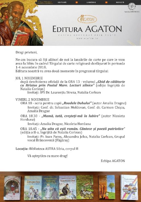 Invitație la lansarea de cărți ale Editurii Agaton