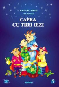 Capra cu trei iezi: carte de colorat cu povesti A4