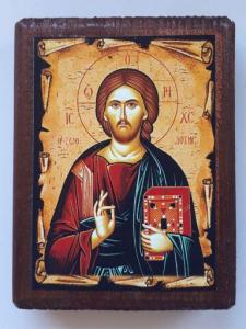 Iconita Domnul Iisus Hristos, litografiata pe lemn