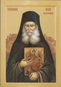 Icoana Sfantul Cuvios Iosif Vatopedinul - litografie pe lemn