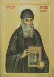 Icoana Sfantul Cuvios Teolog Iustin Popovici - litografie pe lemn