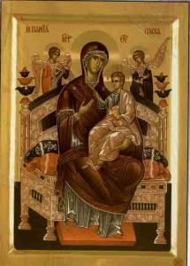 × Icoana Maica Domnului Pantanassa - litografie pe lemn