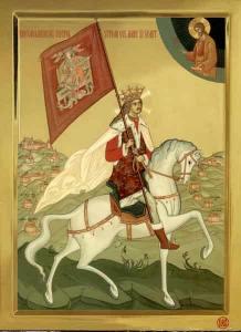 × Icoana Binecredinciosul voievod Stefan cel Mare si Sfant - litografie pe lemn