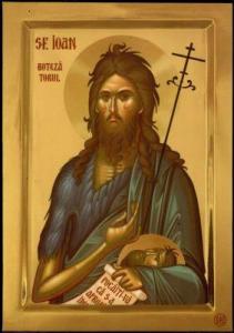× Icoana Sfântul Ioan Botezătorul - litografie pe lemn