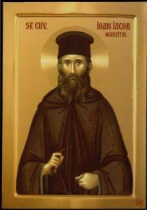 × Icoana Sfântul Cuvios Ioan Iacob Hozevitul - litografie pe lemn