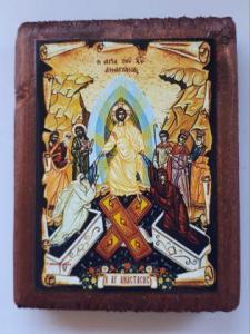 Iconita Invierea Domnului, litografiata pe lemn