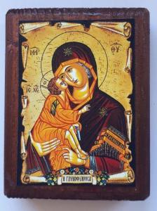 Iconita Maica Domnului, litografiata pe lemn