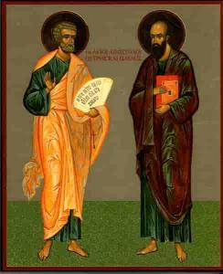 Icoana Sfintii Apostoli Petru si Pavel, litografie, 18x22 cm